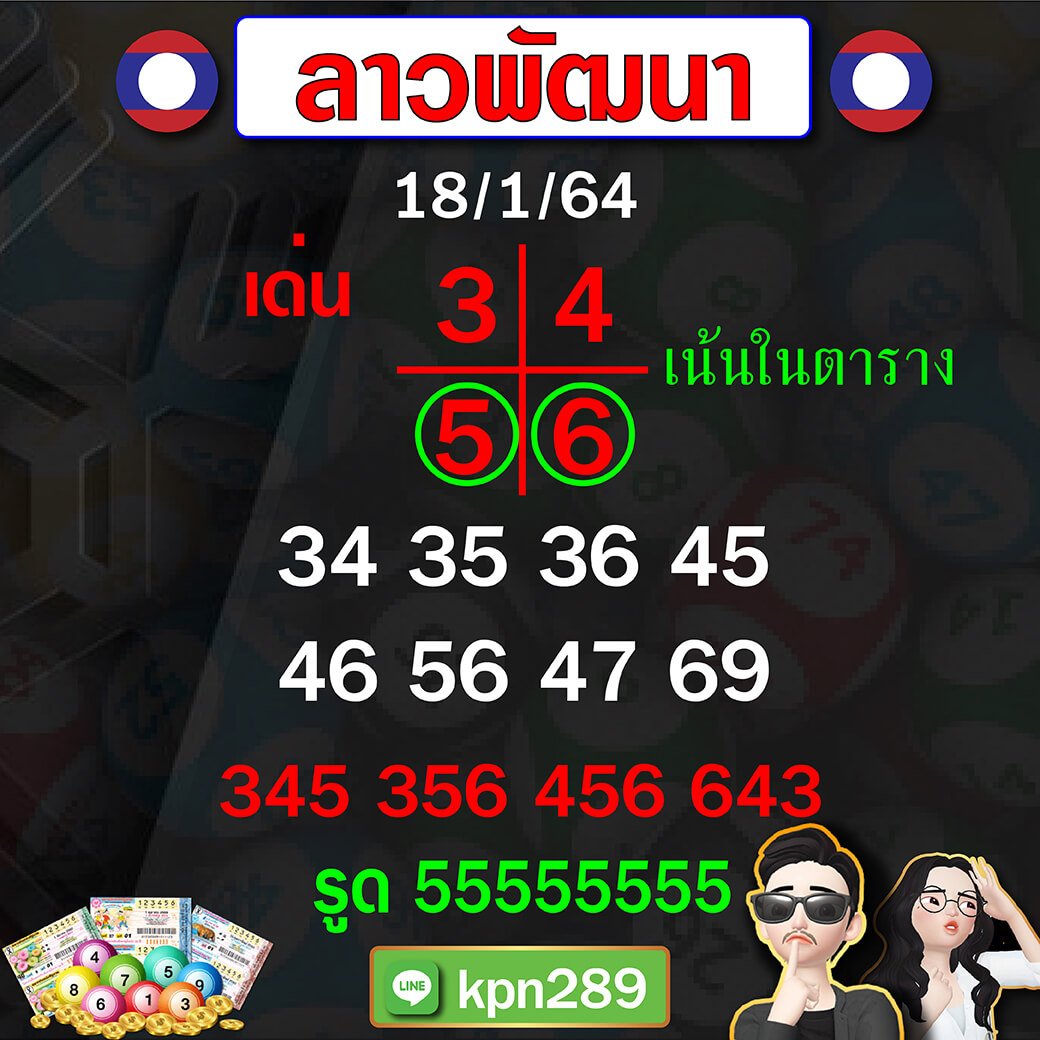 แนวทางหวยลาวพัฒนา 18 มค 64