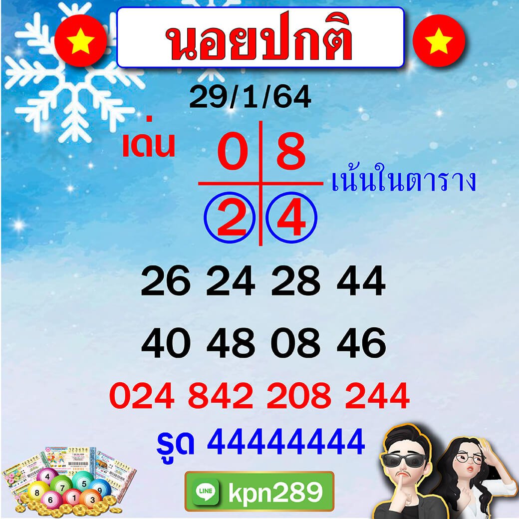 แนวทางหวยฮานอยปกติ 29/1/64