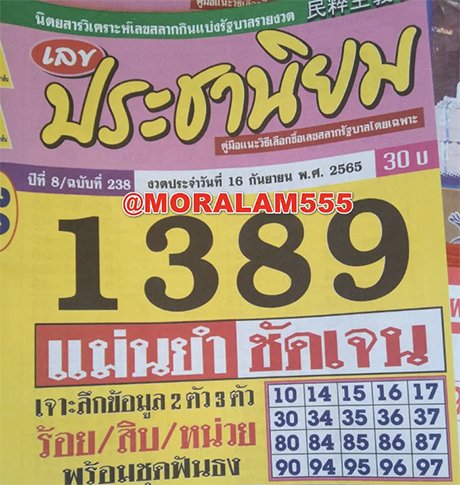 เลขประชานิยม 16/9/65